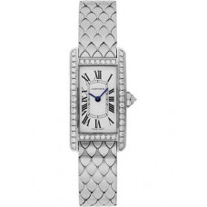 Cartier Tank Americaine Silver Dial White Gold Bracelet Ladies WB710009