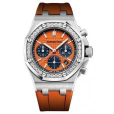 Replica Audemars Piguet Royal Oak Offshore Selfwinding Chronograph Orange Index Diamond Stainless Steel Rubber 37mm Watch