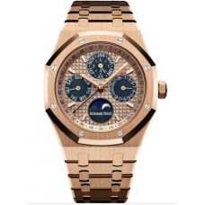 Replica Audemars Piguet Royal Oak Perpetual Calendar 41 Pink Gold Blue Watch