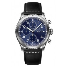 Replica Breitling Navitimer 8 Chronograph Blue Dial Leather Strap Watch A13314101C1X1