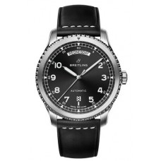 Replica Breitling Navitimer 8 Day & Date Black Dial Leather Strap Watch A45330101B1X1