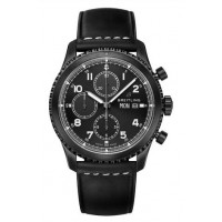 Replica Breitling Navitimer 8 Chronograph Blacksteel Black Dial Leather Strap Watch M13314101B1X1