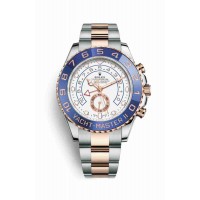 Replica Rolex Yacht-Master II Rolesor Oystersteel 18 ct Everose gold 116681 White Dial Watch m116681-0002