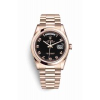 Replica Rolex Day-Date 36 18 ct Everose gold 118205 Black Dial Watch m118205f-0018