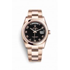 Replica Rolex Day-Date 36 18 ct Everose gold 118205 Black Dial Watch m118205f-0059
