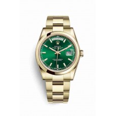 Replica Rolex Day-Date 36 18 ct yellow gold 118208 Green Dial Watch m118208-0341
