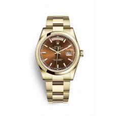 Replica Rolex Day-Date 36 18 ct yellow gold 118208 Cognac Dial Watch m118208-0343