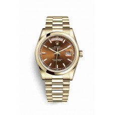 Replica Rolex Day-Date 36 18 ct yellow gold 118208 Cognac Dial Watch m118208-0348