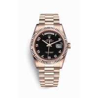 Replica Rolex Day-Date 36 18 ct Everose gold 118235 Black Dial Watch m118235f-0018