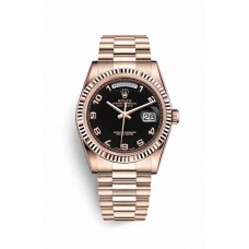 Replica Rolex Day-Date 36 18 ct Everose gold 118235 Black Dial Watch m118235f-0018