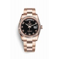 Replica Rolex Day-Date 36 18 ct Everose gold 118235 Black Dial Watch m118235f-0060
