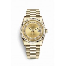 Replica Rolex Day-Date 36 18 ct yellow gold 118238 Champagne-colour set diamonds Dial Watch m118238-0126