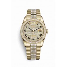 Replica Rolex Day-Date 36 18 ct yellow gold 118348 Diamond-paved Dial Watch m118348-0013
