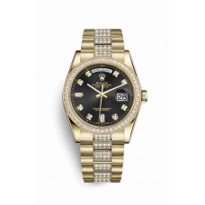 Replica Rolex Day-Date 36 18 ct yellow gold 118348 Black set diamonds Dial Watch m118348-0014