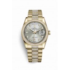 Replica Rolex Day-Date 36 18 ct yellow gold 118348 Silver set diamonds Dial Watch m118348-0039