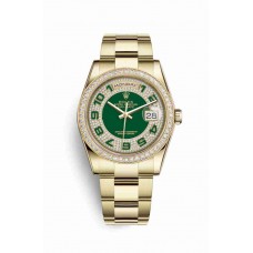 Replica Rolex Day-Date 36 18 ct yellow gold 118348 Green diamond paved Dial Watch m118348-0059