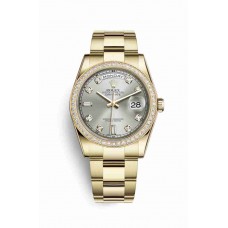 Replica Rolex Day-Date 36 18 ct yellow gold 118348 Silver set diamonds Dial Watch m118348-0077