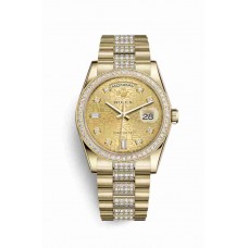 Replica Rolex Day-Date 36 18 ct yellow gold 118348 Champagne-colour Jubilee design set diamonds Dial Watch m118348-0089
