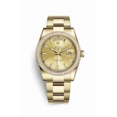 Replica Rolex Day-Date 36 18 ct yellow gold 118348 Champagne-colour Dial Watch m118348-0134