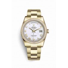 Replica Rolex Day-Date 36 18 ct yellow gold 118348 White Dial Watch m118348-0150