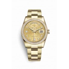 Replica Rolex Day-Date 36 18 ct yellow gold 118348 Champagne-colour Jubilee design set diamonds Dial Watch m118348-0152