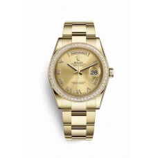 Replica Rolex Day-Date 36 18 ct yellow gold 118348 Champagne-colour Dial Watch m118348-0194