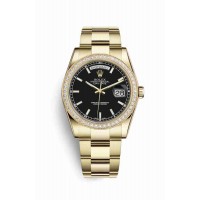 Replica Rolex Day-Date 36 18 ct yellow gold 118348 Black Dial Watch m118348-0208