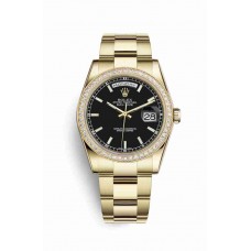 Replica Rolex Day-Date 36 18 ct yellow gold 118348 Black Dial Watch m118348-0208