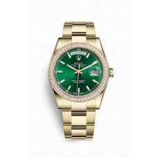 Replica Rolex Day-Date 36 18 ct yellow gold 118348 Green Dial Watch m118348-0225