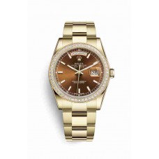 Replica Rolex Day-Date 36 18 ct yellow gold 118348 Cognac Dial Watch m118348-0227
