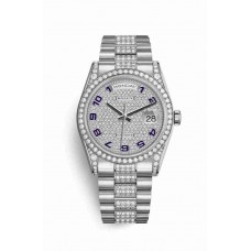 Replica Rolex Day-Date 36 18 ct white gold lugs set diamonds 118389 Diamond-paved Dial Watch m118389-0020