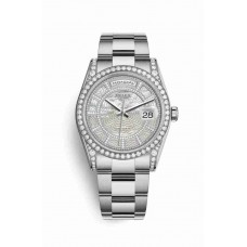 Replica Rolex Day-Date 36 18 ct white gold lugs set diamonds 118389 Carousel of white mother-of-pearl Dial Watch m118389-0097