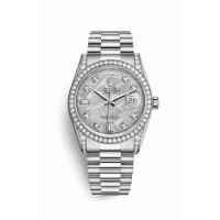 Replica Rolex Day-Date 36 18 ct white gold lugs set diamonds 118389 Meteorite set diamonds Dial Watch m118389-0102