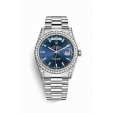 Replica Rolex Day-Date 36 18 ct white gold lugs set diamonds 118389 Blue Dial Watch m118389-0108