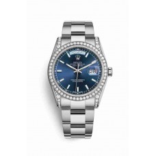 Replica Rolex Day-Date 36 18 ct white gold lugs set diamonds 118389 Blue Dial Watch m118389-0125