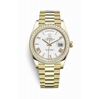 Replica Rolex Day-Date 40 18 ct yellow gold 228348RBR White Dial Watch m228348rbr-0034