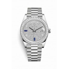 Replica Rolex Day-Date 40 18 ct white gold 228349RBR Paved diamonds sapphires Dial Watch m228349rbr-0036