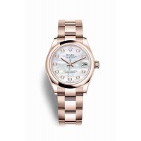 Replica Rolex Datejust 31 18 ct Everose gold 278245 White mother-of-pearl set diamonds Dial Watch m278245-0013