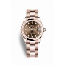 Replica Rolex Datejust 31 18 ct Everose gold 278245 Chocolate set diamonds Dial Watch m278245-0015
