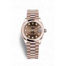 Replica Rolex Datejust 31 18 ct Everose gold 278245 Chocolate set diamonds Dial Watch m278245-0016
