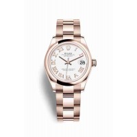 Replica Rolex Datejust 31 18 ct Everose gold 278245 White Dial Watch m278245-0017