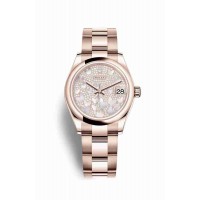 Replica Rolex Datejust 31 18 ct Everose gold 278245 Paved mother-of-pearl butterfly Dial Watch m278245-0019