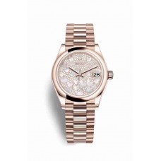 Replica Rolex Datejust 31 18 ct Everose gold 278245 Paved mother-of-pearl butterfly Dial Watch m278245-0020
