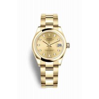 Replica Rolex Datejust 31 18 ct yellow gold 278248 Champagne-colour set diamonds Dial Watch m278248-0013