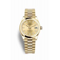 Replica Rolex Datejust 31 18 ct yellow gold 278248 Champagne-colour set diamonds Dial Watch m278248-0014