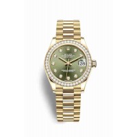 Replica Rolex Datejust 31 18 ct yellow gold 278288RBR Olive green set diamonds Dial Watch m278288rbr-0007