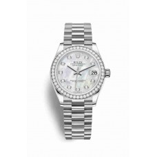 Replica Rolex Datejust 31 18 ct white gold 278289RBR White mother-of-pearl set diamonds Dial Watch m278289rbr-0005