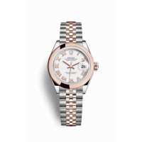 Replica Rolex Datejust 28 Everose Rolesor Oystersteel 18 ct Everose gold 279161 White Dial Watch m279161-0021