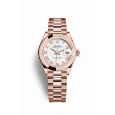 Replica Rolex Datejust 28 18 ct Everose gold 279165 White Dial Watch m279165-0021