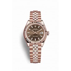 Replica Rolex Datejust 28 18 ct Everose gold 279175 Chocolate Dial Watch m279175-0008